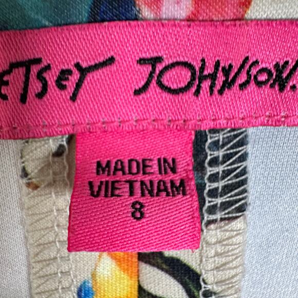 Betsey Johnson Dress Womens 8 Colorful Floral Scuba Career Midi Wedding A-Line - Picture 5 of 12